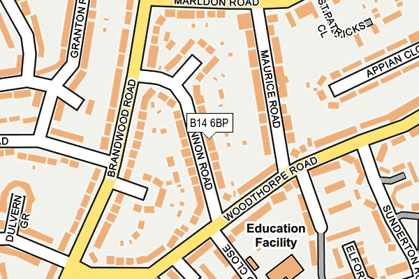 B14 6BP map - OS OpenMap – Local (Ordnance Survey)