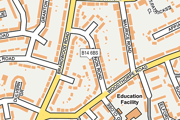 B14 6BS map - OS OpenMap – Local (Ordnance Survey)