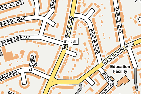 B14 6BT map - OS OpenMap – Local (Ordnance Survey)