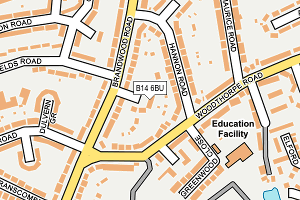 B14 6BU map - OS OpenMap – Local (Ordnance Survey)