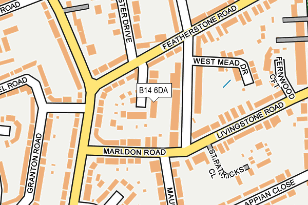 B14 6DA map - OS OpenMap – Local (Ordnance Survey)
