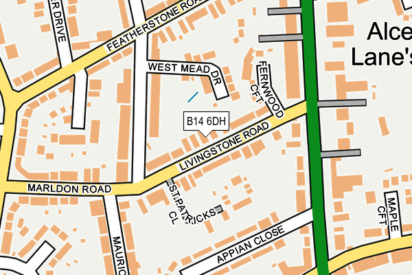 B14 6DH map - OS OpenMap – Local (Ordnance Survey)