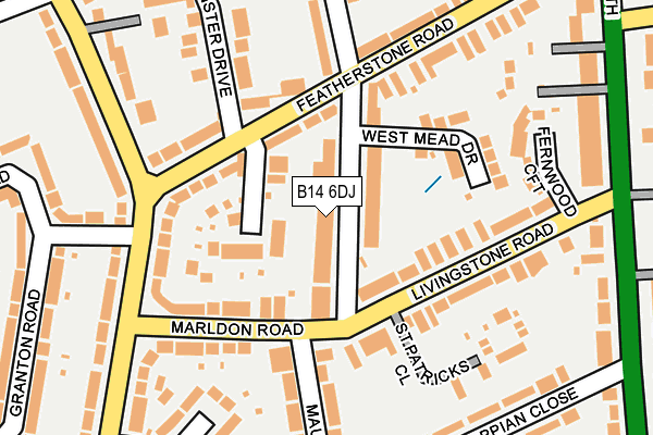 B14 6DJ map - OS OpenMap – Local (Ordnance Survey)