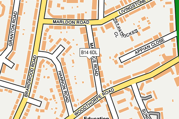 B14 6DL map - OS OpenMap – Local (Ordnance Survey)