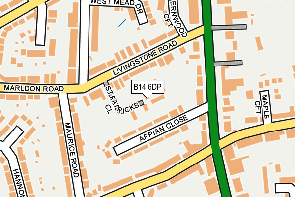 B14 6DP map - OS OpenMap – Local (Ordnance Survey)