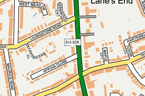 B14 6DR map - OS OpenMap – Local (Ordnance Survey)