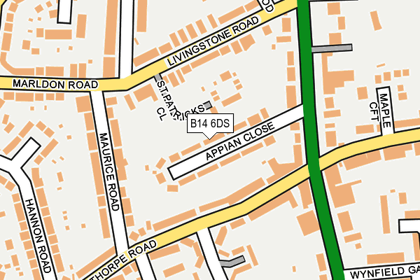 B14 6DS map - OS OpenMap – Local (Ordnance Survey)