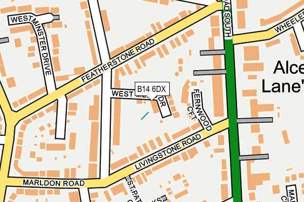 B14 6DX map - OS OpenMap – Local (Ordnance Survey)