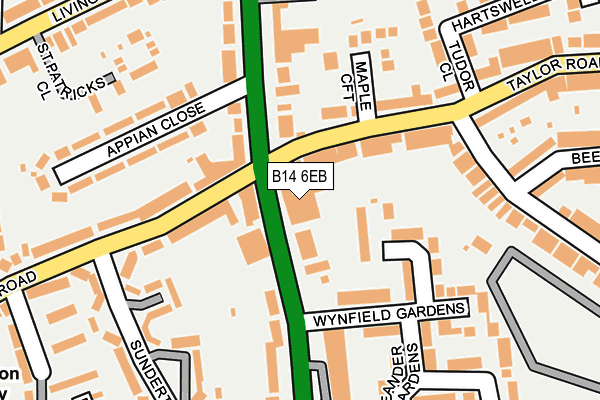 B14 6EB map - OS OpenMap – Local (Ordnance Survey)