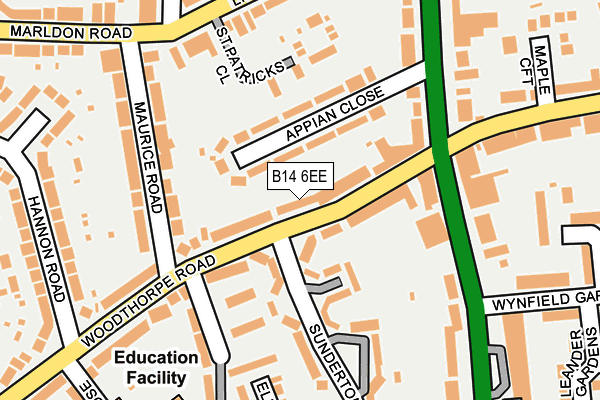 B14 6EE map - OS OpenMap – Local (Ordnance Survey)