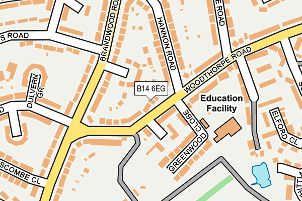 B14 6EG map - OS OpenMap – Local (Ordnance Survey)