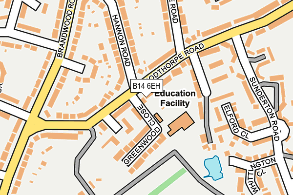 B14 6EH map - OS OpenMap – Local (Ordnance Survey)