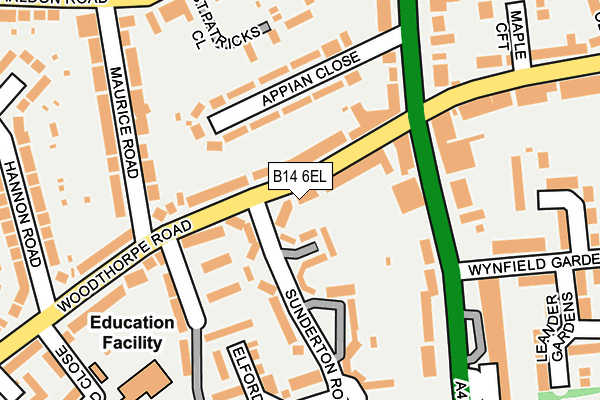 B14 6EL map - OS OpenMap – Local (Ordnance Survey)