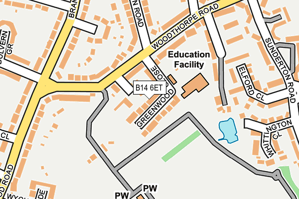 B14 6ET map - OS OpenMap – Local (Ordnance Survey)