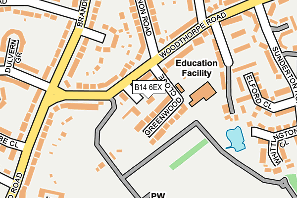 B14 6EX map - OS OpenMap – Local (Ordnance Survey)