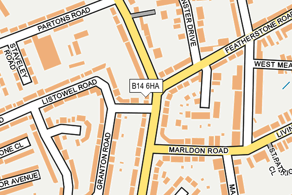 B14 6HA map - OS OpenMap – Local (Ordnance Survey)