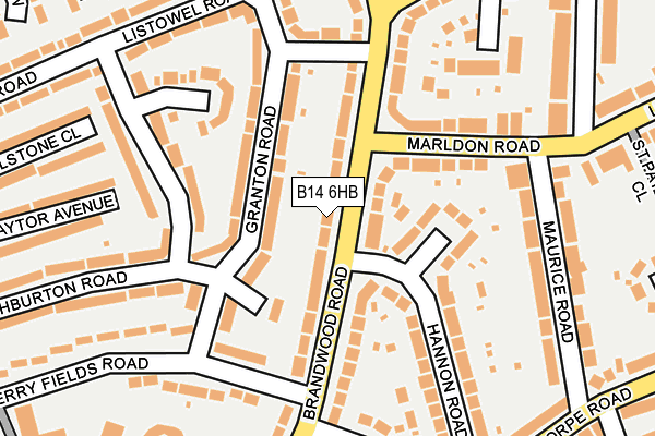 B14 6HB map - OS OpenMap – Local (Ordnance Survey)