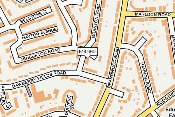 B14 6HD map - OS OpenMap – Local (Ordnance Survey)