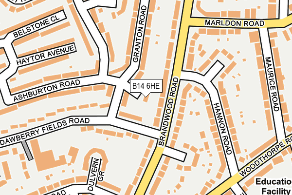 B14 6HE map - OS OpenMap – Local (Ordnance Survey)