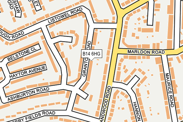 B14 6HG map - OS OpenMap – Local (Ordnance Survey)