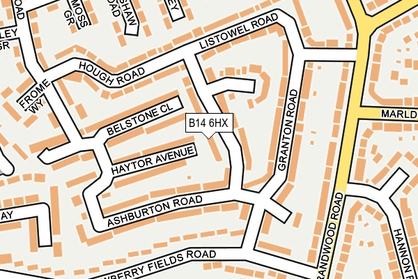 B14 6HX map - OS OpenMap – Local (Ordnance Survey)