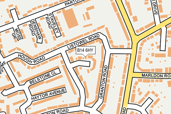 B14 6HY map - OS OpenMap – Local (Ordnance Survey)