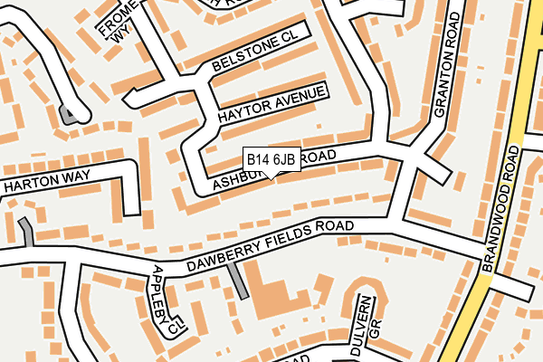 B14 6JB map - OS OpenMap – Local (Ordnance Survey)