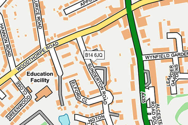 B14 6JQ map - OS OpenMap – Local (Ordnance Survey)