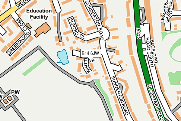 B14 6JW map - OS OpenMap – Local (Ordnance Survey)