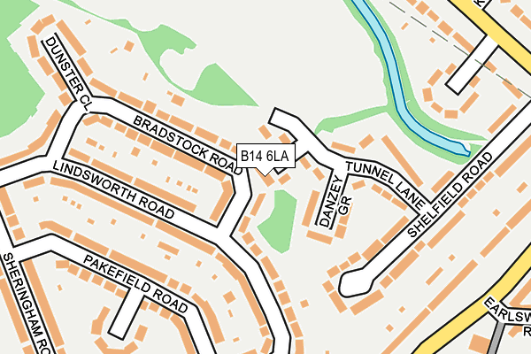 B14 6LA map - OS OpenMap – Local (Ordnance Survey)