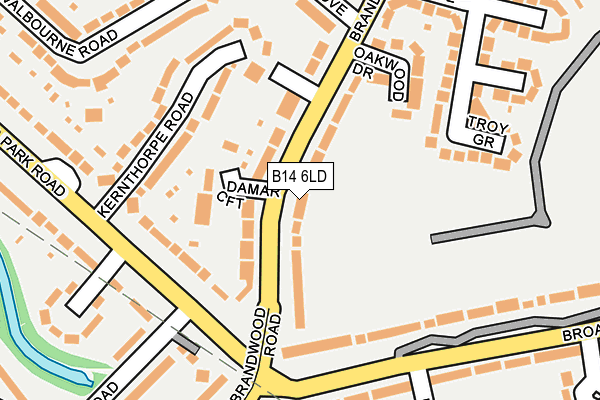 B14 6LD map - OS OpenMap – Local (Ordnance Survey)