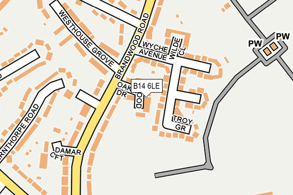 B14 6LE map - OS OpenMap – Local (Ordnance Survey)