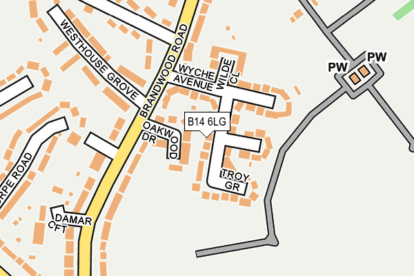 B14 6LG map - OS OpenMap – Local (Ordnance Survey)