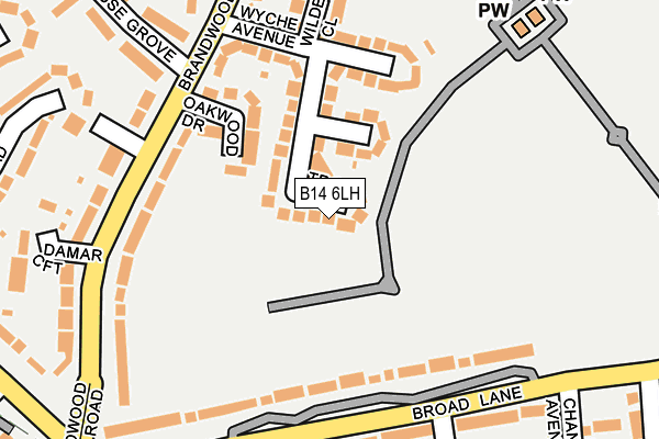 B14 6LH map - OS OpenMap – Local (Ordnance Survey)