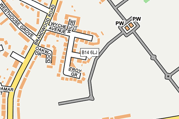 B14 6LJ map - OS OpenMap – Local (Ordnance Survey)