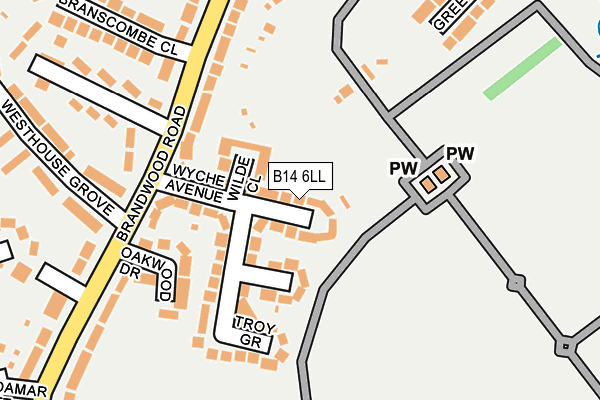 B14 6LL map - OS OpenMap – Local (Ordnance Survey)