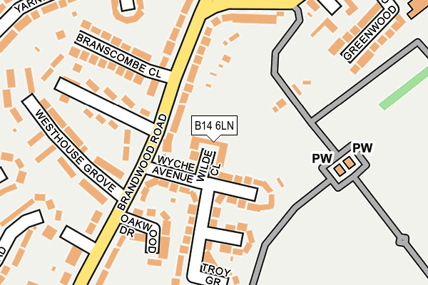 B14 6LN map - OS OpenMap – Local (Ordnance Survey)