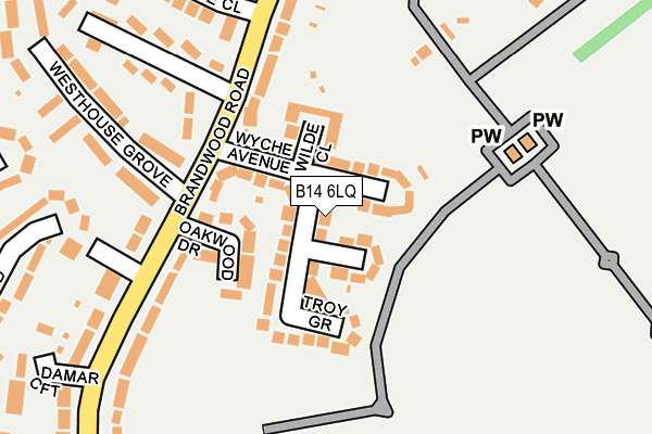 B14 6LQ map - OS OpenMap – Local (Ordnance Survey)