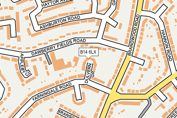 B14 6LX map - OS OpenMap – Local (Ordnance Survey)