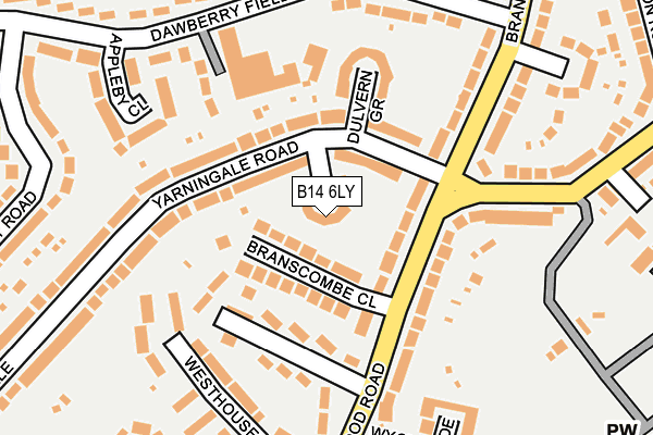 B14 6LY map - OS OpenMap – Local (Ordnance Survey)