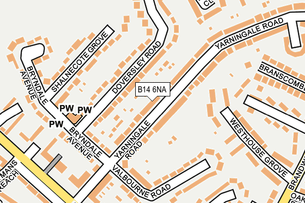 B14 6NA map - OS OpenMap – Local (Ordnance Survey)