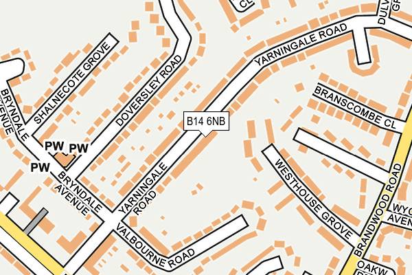 B14 6NB map - OS OpenMap – Local (Ordnance Survey)