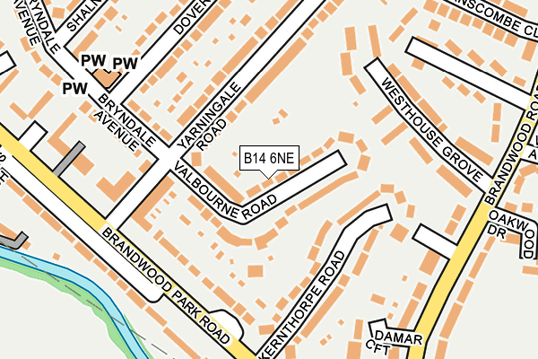 B14 6NE map - OS OpenMap – Local (Ordnance Survey)