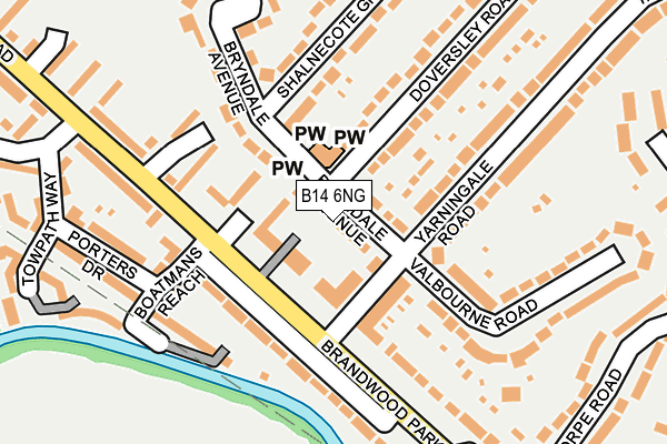 B14 6NG map - OS OpenMap – Local (Ordnance Survey)