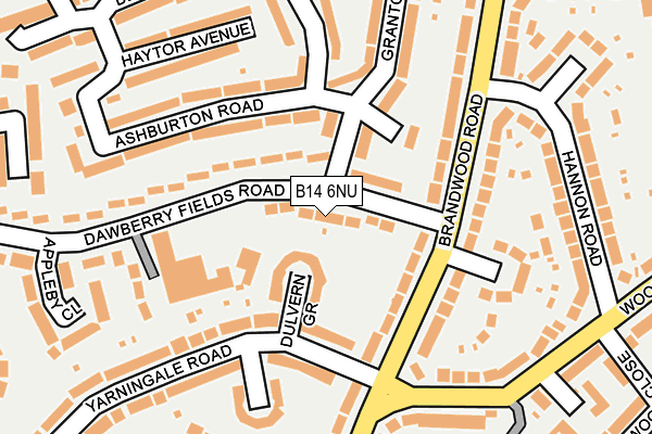 B14 6NU map - OS OpenMap – Local (Ordnance Survey)