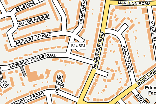 B14 6PJ map - OS OpenMap – Local (Ordnance Survey)