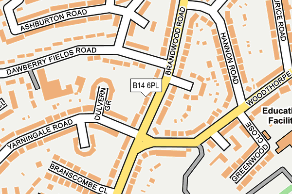 B14 6PL map - OS OpenMap – Local (Ordnance Survey)