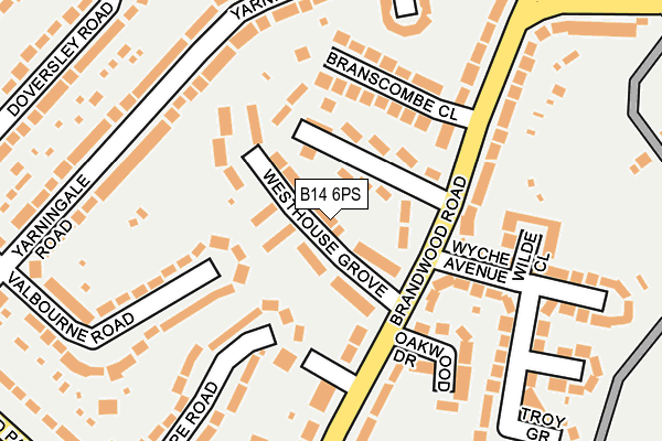 B14 6PS map - OS OpenMap – Local (Ordnance Survey)