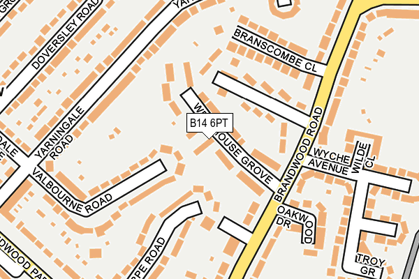 B14 6PT map - OS OpenMap – Local (Ordnance Survey)