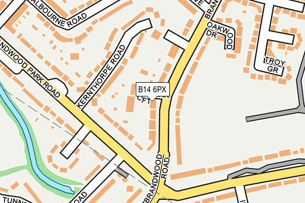 B14 6PX map - OS OpenMap – Local (Ordnance Survey)